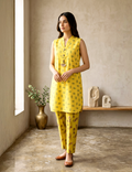 Mustard Yellow Floral Leaf Printed Co-Ord Set