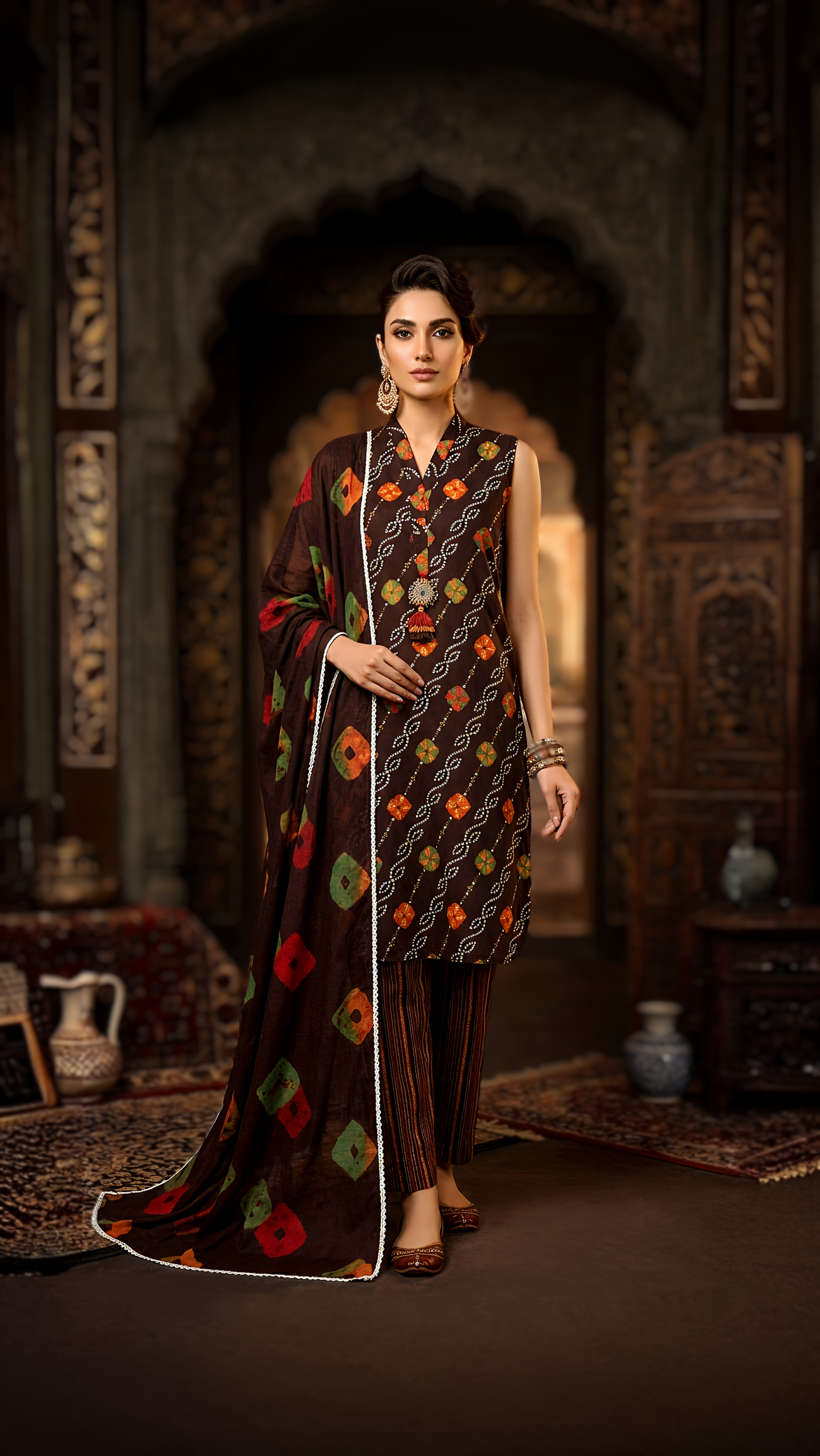 Empress Chunri Deep Espresso Lawn Set