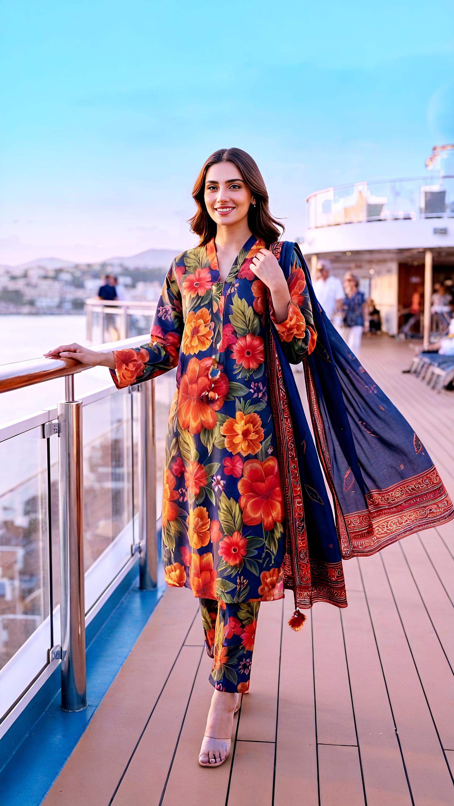 Midnight Dahlia – 3-Piece Premium Printed Lawn suit