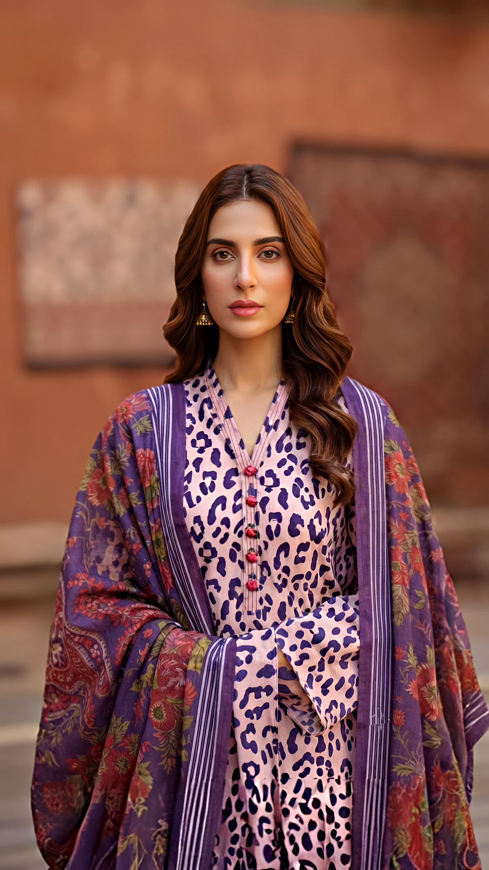 Violet Panther – 3-Piece Leopard & Floral Printed Suit