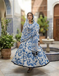 Indigo Baroque Printed Kalidar Peshwas