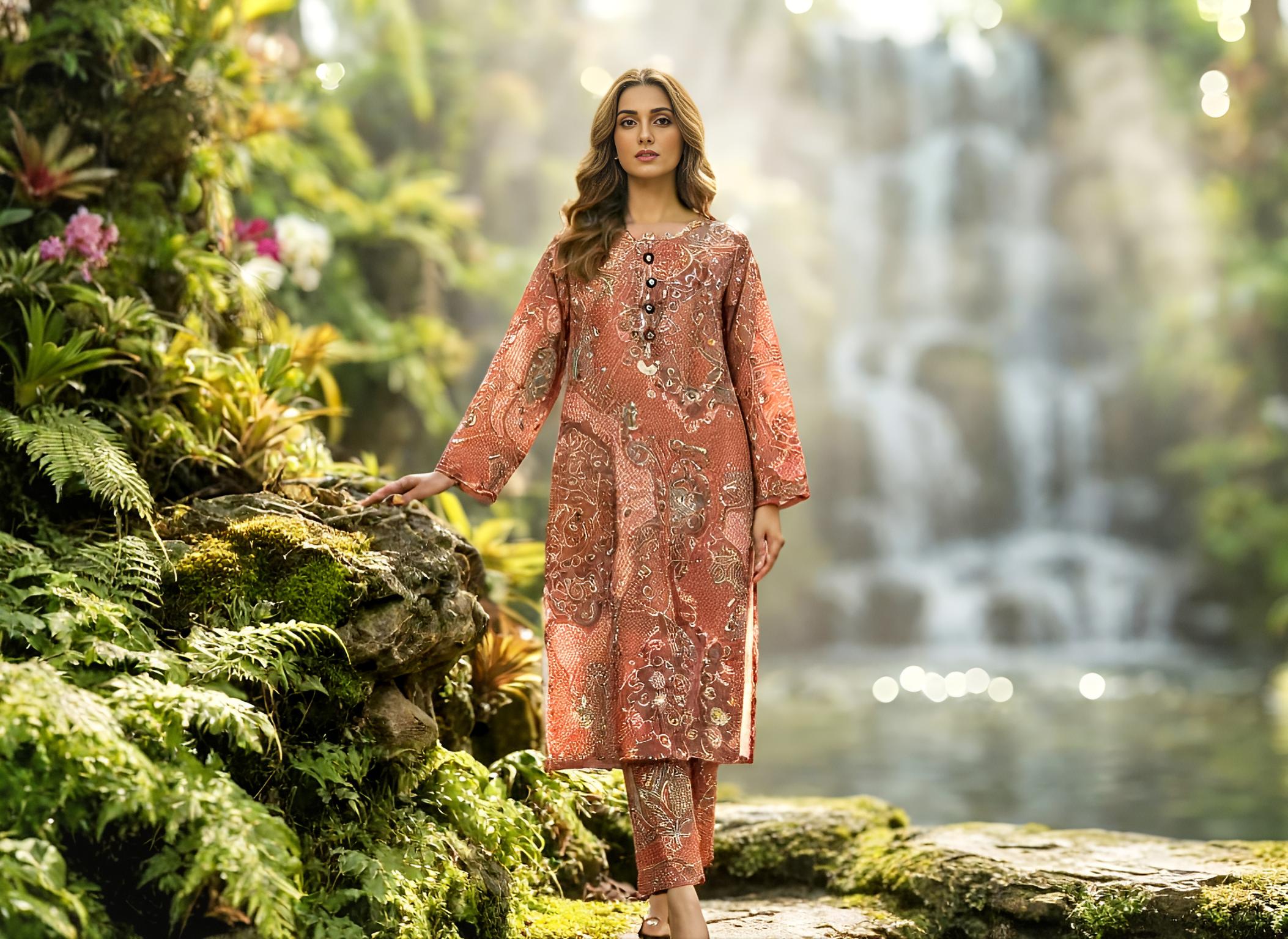 Terracotta Paisley Tradition Suit