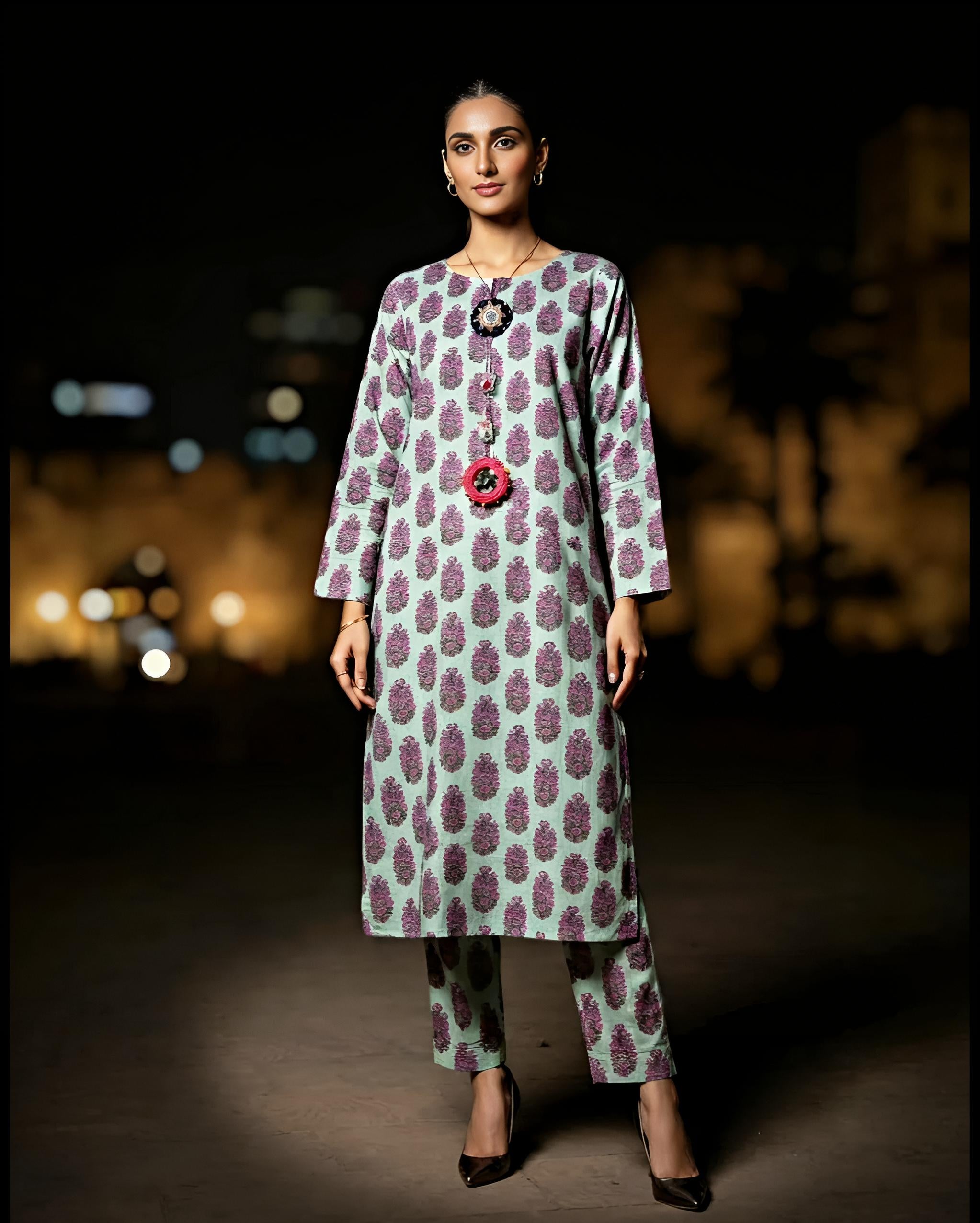 Mint Paisley Heritage Suit