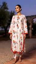 TimTimana Red-Trimmed Blossom Kurta Set