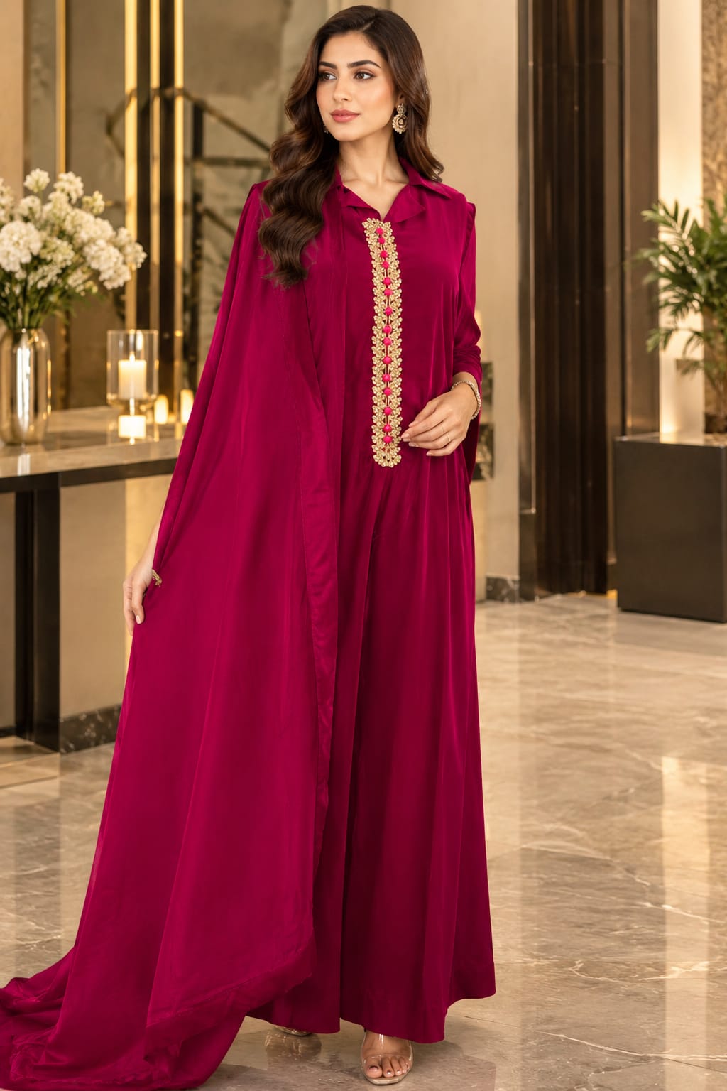 Fuchsia Bloom | Luxury Velvet 3-Piece