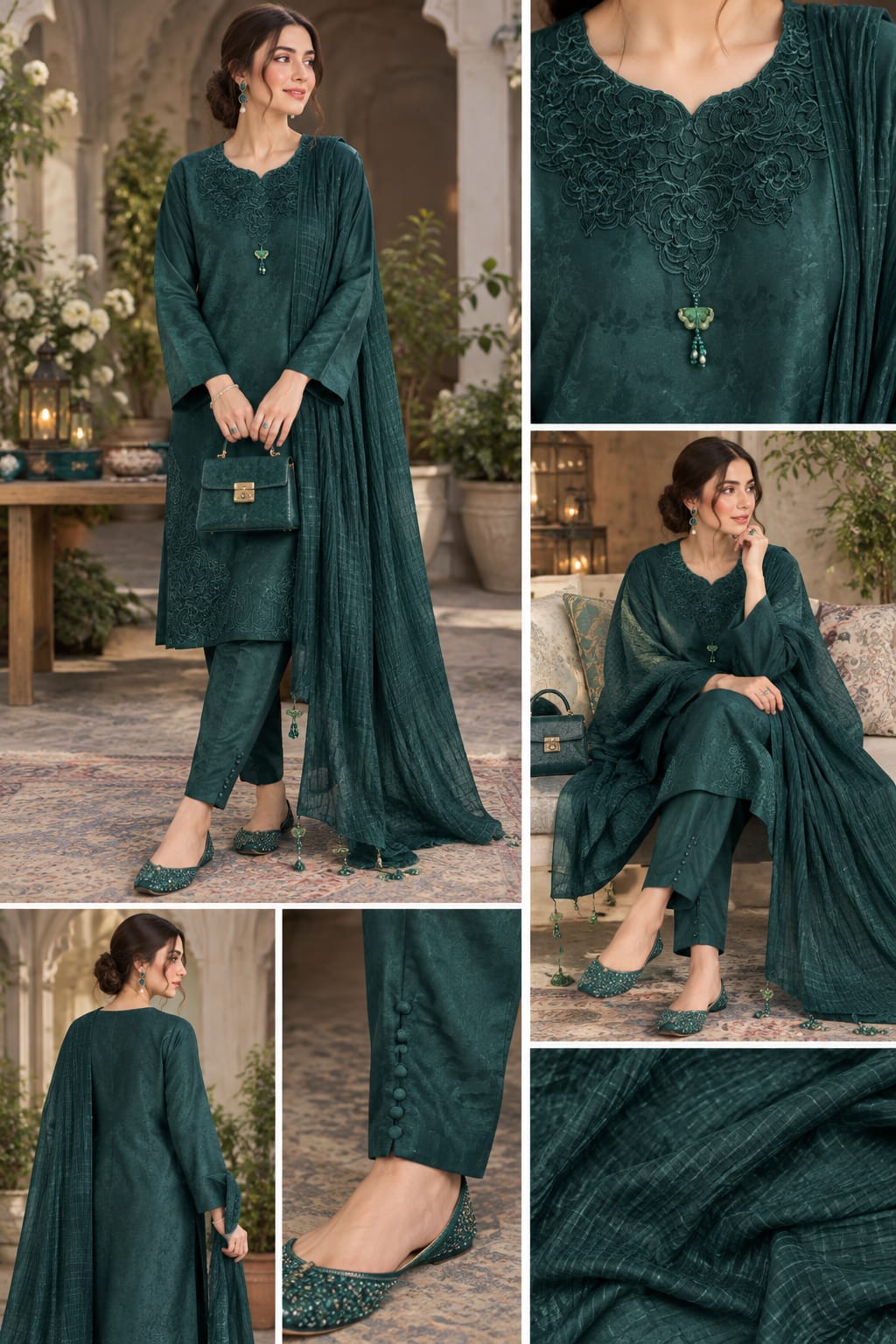 Deep Purple Embroidered Kurta Set with Dupatta